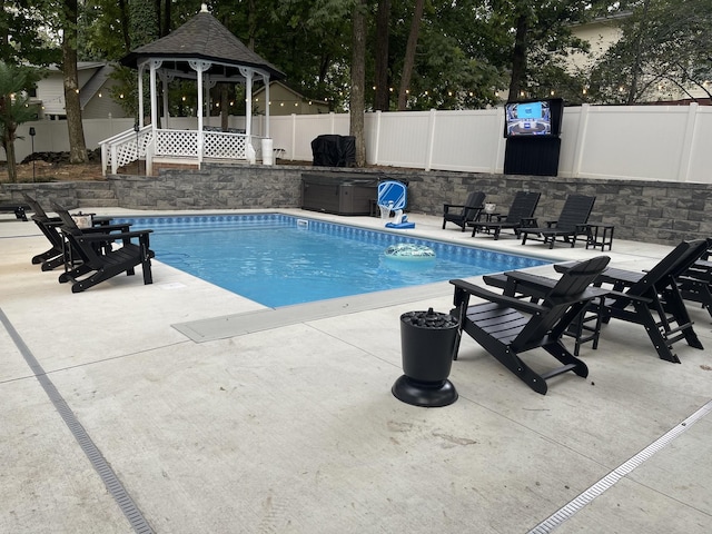 1505 Newmans Trl, Hendersonville, TN 37075 - view of pool featuring a gazebo, a fenced in pool, a fenced backyard, and a patio area