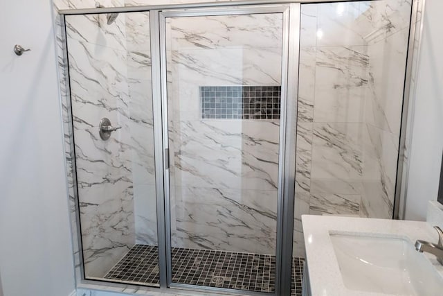 405 Galway Dr, Clarksville, TN 37042 - bathroom featuring a marble finish shower and vanity