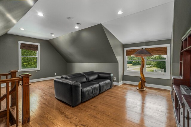 5959 River Trce, Nashville, TN 37218 - bonus room featuring baseboards, recessed lighting, wood finished floors, and vaulted ceiling