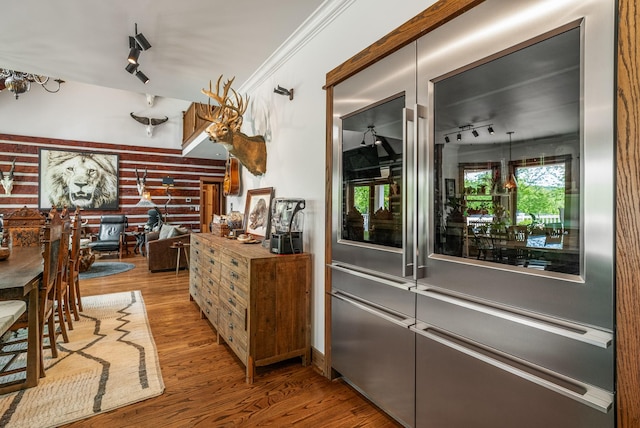 5959 River Trce, Nashville, TN 37218 - interior space with track lighting, wood finished floors, and stainless steel built in refrigerator