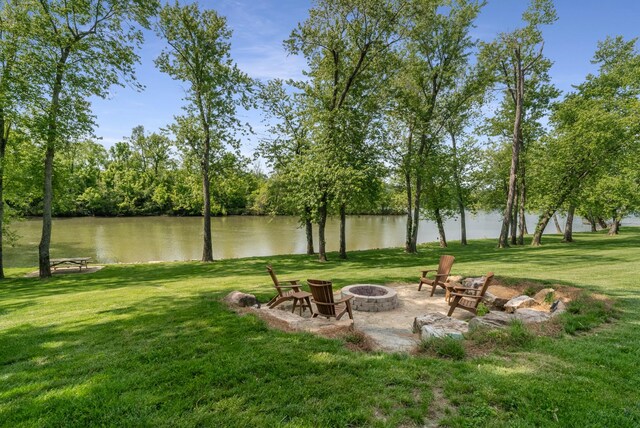 5959 River Trce, Nashville, TN 37218 - view of yard featuring a water view and an outdoor fire pit