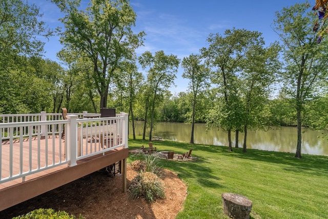 5959 River Trce, Nashville, TN 37218 - view of yard featuring a fire pit and a deck with water view