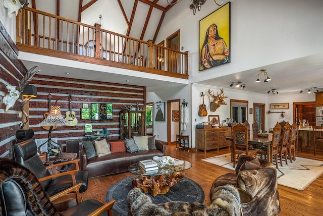 5959 River Trce, Nashville, TN 37218 - living area featuring a high ceiling and wood finished floors