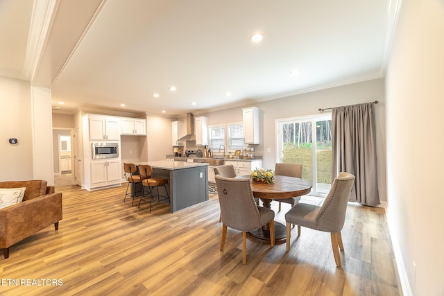 8888 Shaw Ferry Rd, Lenoir City, TN 37772 - dining room featuring light wood-type flooring, crown molding, recessed lighting, and baseboards
