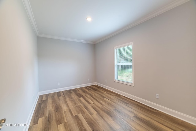 8888 Shaw Ferry Rd, Lenoir City, TN 37772 - empty room featuring baseboards, wood finished floors, ornamental molding, and recessed lighting