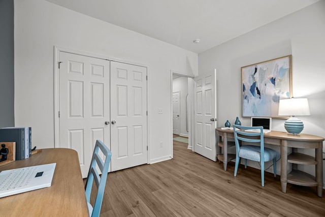 office area featuring wood finished floors