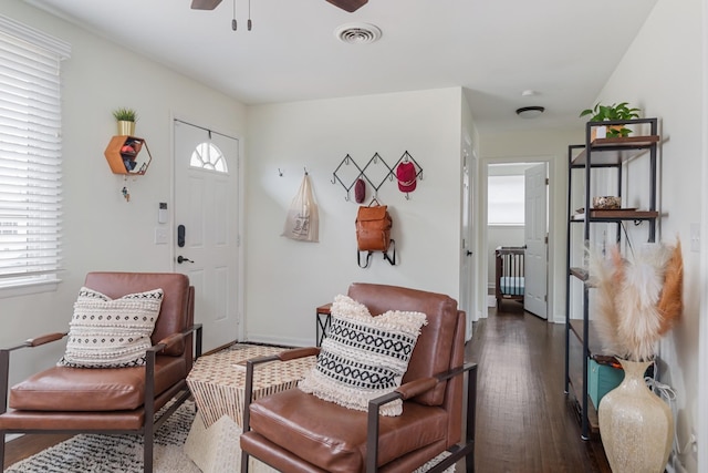 305 Aurora Ave, Madison, TN 37115 - interior space featuring a ceiling fan, baseboards, visible vents, and wood finished floors