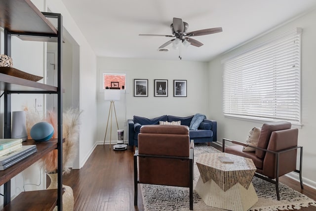 305 Aurora Ave, Madison, TN 37115 - living room with baseboards, ceiling fan, and wood finished floors