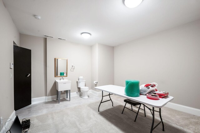 home office featuring baseboards and visible vents