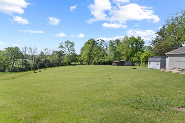 view of yard with a storage unit and an outdoor structure