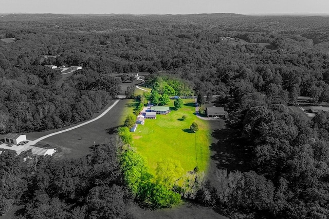 aerial view with a wooded view