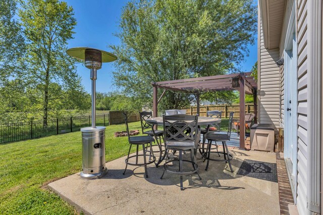 2095 Longhunter Chase Dr, Spring Hill, TN 37174 - view of patio with a fenced backyard, a pergola, and outdoor dining space