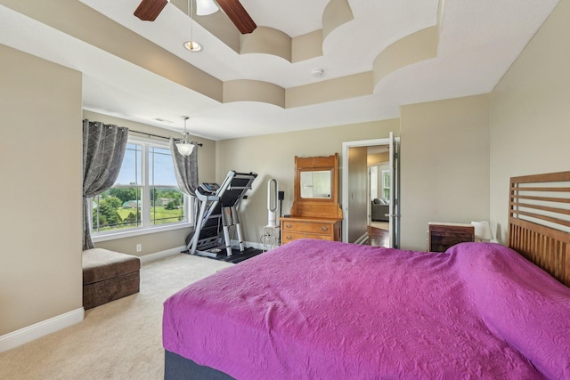 1792 Antler Rd, Woodlawn, TN 37191 - carpeted bedroom featuring baseboards, a ceiling fan, and a raised ceiling