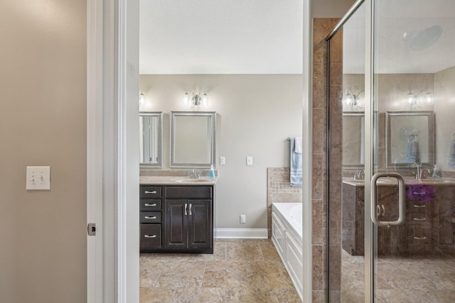 1792 Antler Rd, Woodlawn, TN 37191 - bathroom featuring a garden tub, a stall shower, and vanity