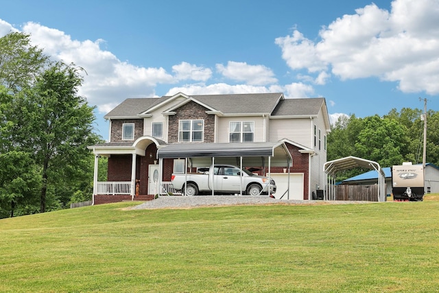 1792 Antler Rd, Woodlawn, TN 37191 - view of front of house featuring brick siding, fence, driveway, and a front lawn