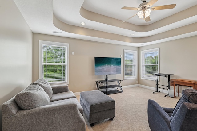 1792 Antler Rd, Woodlawn, TN 37191 - living area with baseboards, plenty of natural light, a ceiling fan, and carpet flooring