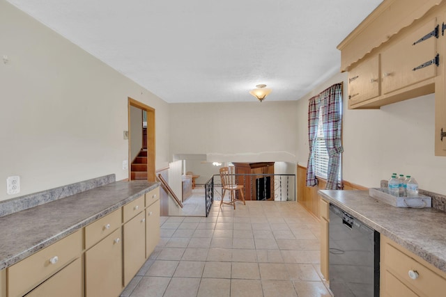 1416 Brannom Dr, Madison, TN 37115 - kitchen with light tile patterned floors, black dishwasher, cream cabinetry, and light brown cabinets