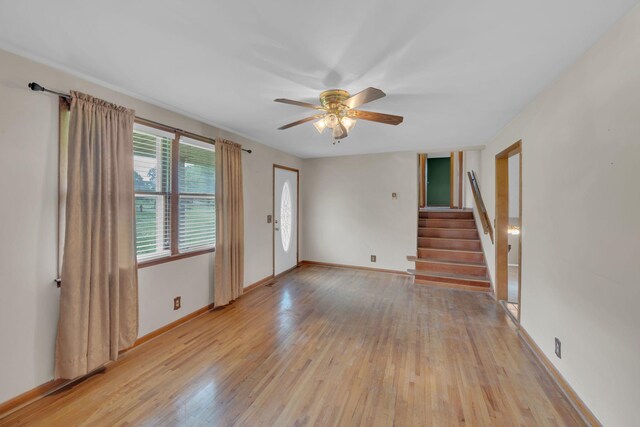 1416 Brannom Dr, Madison, TN 37115 - interior space with light wood-style floors, baseboards, ceiling fan, and stairway