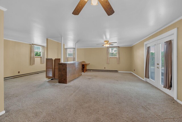 1416 Brannom Dr, Madison, TN 37115 - unfurnished living room with a ceiling fan, a baseboard heating unit, baseboard heating, and ornamental molding