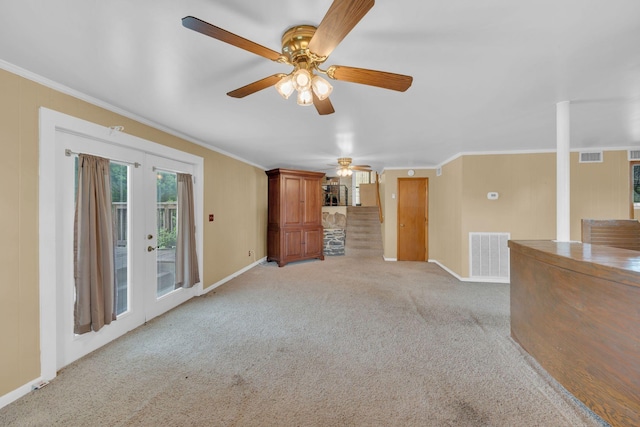 1416 Brannom Dr, Madison, TN 37115 - unfurnished living room with crown molding, ceiling fan, and visible vents