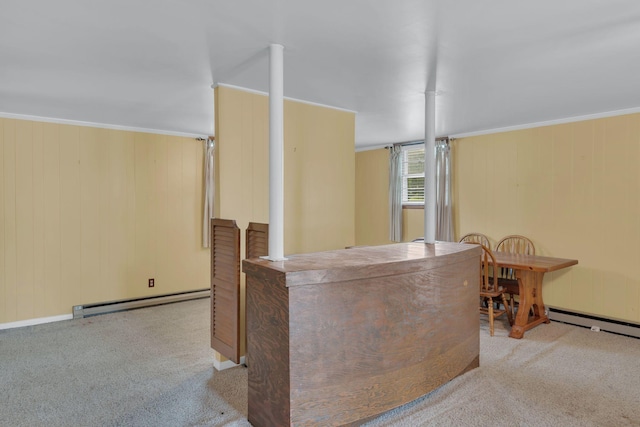 1416 Brannom Dr, Madison, TN 37115 - bar with a baseboard radiator, carpet, a baseboard heating unit, and wooden walls