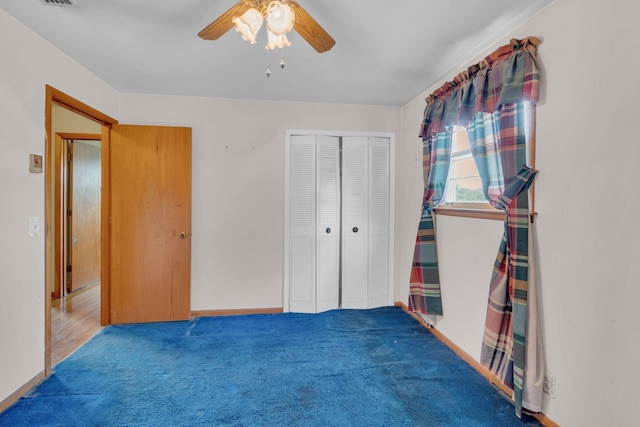 1416 Brannom Dr, Madison, TN 37115 - unfurnished bedroom featuring ceiling fan, carpet floors, baseboards, visible vents, and a closet