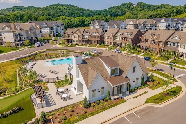 aerial view with a residential view