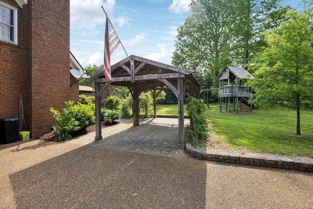 view of patio / terrace featuring a gazebo