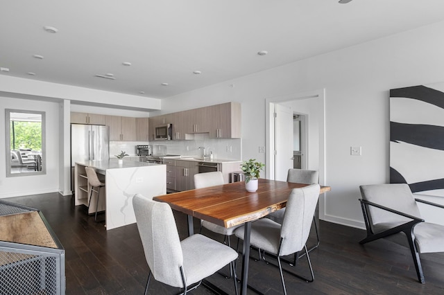 3116 W End Cir Unit 310, Nashville, TN 37203 - dining space with dark wood finished floors, baseboards, and recessed lighting