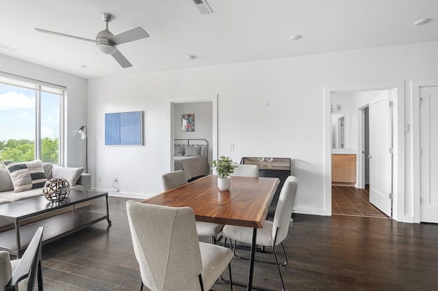 3116 W End Cir Unit 310, Nashville, TN 37203 - dining space with dark wood finished floors, ceiling fan, and baseboards