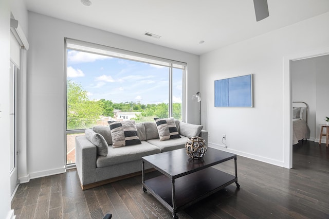 3116 W End Cir Unit 310, Nashville, TN 37203 - living area featuring wood finished floors, baseboards, and ceiling fan