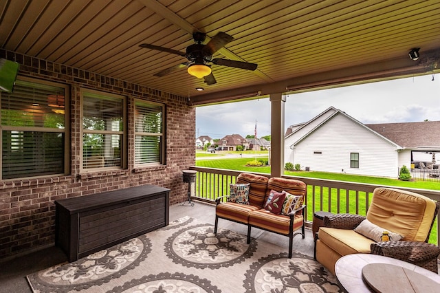 1092 Summerstar Cir, Gallatin, TN 37066 - view of patio with a residential view, a ceiling fan, and outdoor lounge area