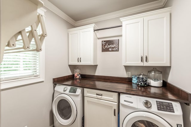 1092 Summerstar Cir, Gallatin, TN 37066 - washroom featuring cabinet space, washing machine and dryer, and ornamental molding