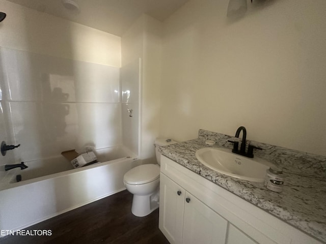2765 Banner Springs Rd, Jamestown, TN 38556 - full bathroom featuring vanity, toilet, wood finished floors, and shower / bathtub combination