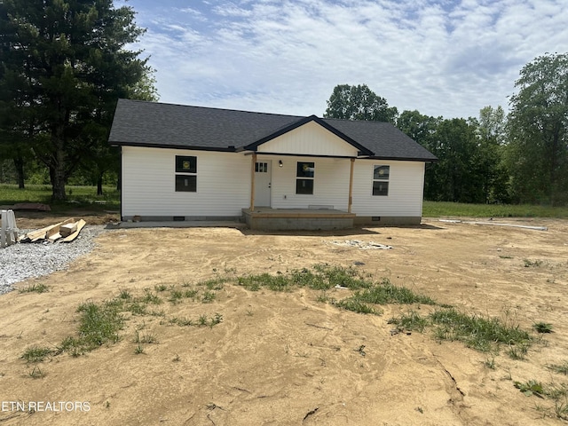 2765 Banner Springs Rd, Jamestown, TN 38556 - view of front of property with crawl space, a porch, and a shingled roof