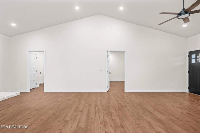 552 Vista View Pkwy, Jamestown, TN 38556 - unfurnished living room with baseboards, light wood finished floors, and ceiling fan