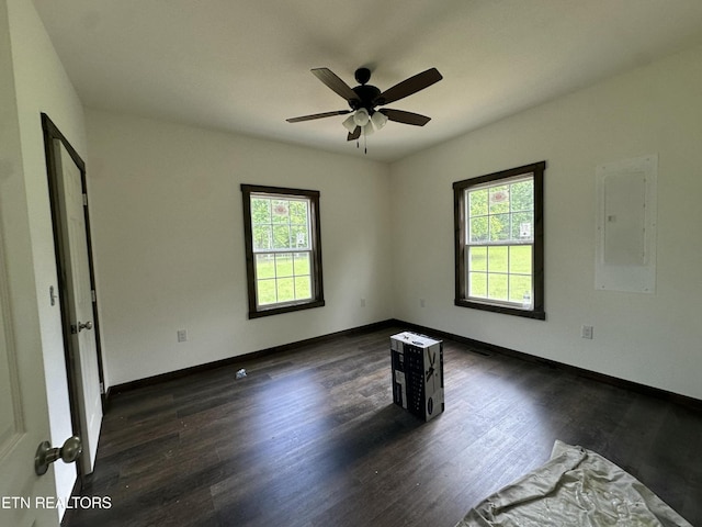 1173 Terry Ln, Jamestown, TN 38556 - spare room featuring healthy amount of natural light, wood finished floors, ceiling fan, and electric panel