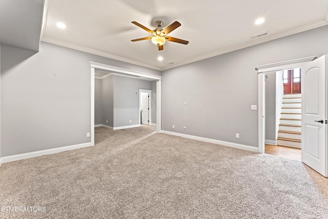 8508 Flowering Peach Ln, Knoxville, TN 37923 - unfurnished bedroom featuring recessed lighting, light colored carpet, and ornamental molding