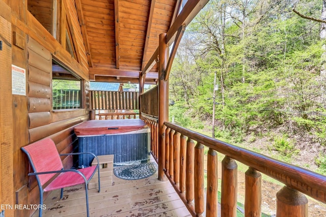 deck with a forest view