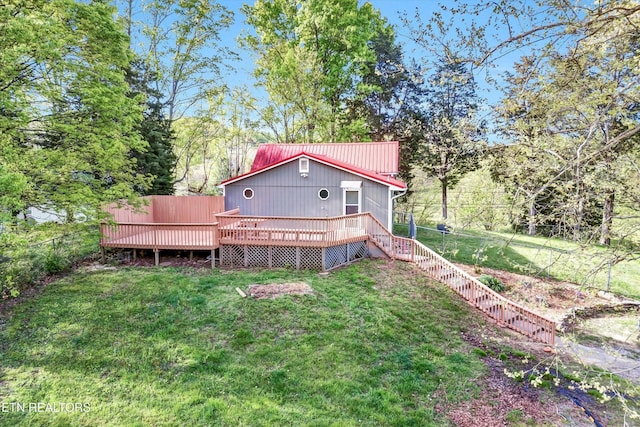 2220 Thorn Grove Pike, Knoxville, TN 37914 - rear view of house with a lawn, a wooden deck, and fence