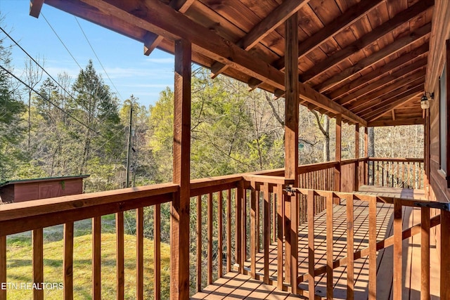 415 Silver Maple Ln, Gatlinburg, TN 37738 - wooden terrace with a yard and a forest view