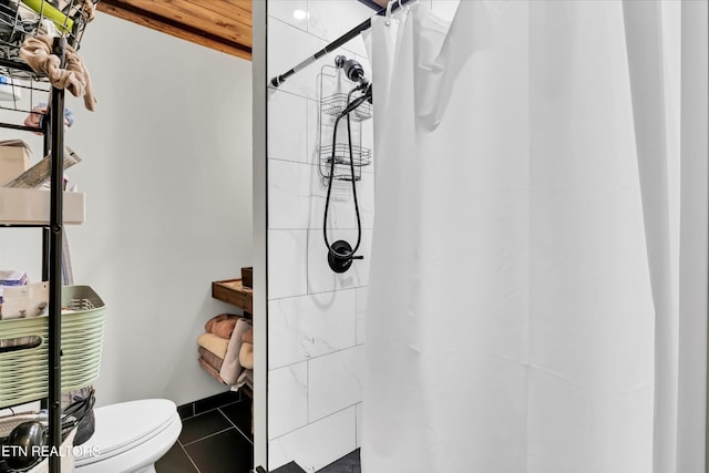1606 Sexton Ln, Knoxville, TN 37932 - bathroom with tile patterned floors, toilet, and curtained shower