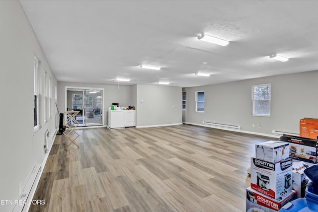 1606 Sexton Ln, Knoxville, TN 37932 - interior space featuring light wood-type flooring, washing machine and dryer, and baseboard heating