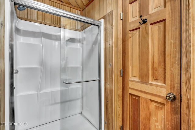 bathroom featuring a stall shower