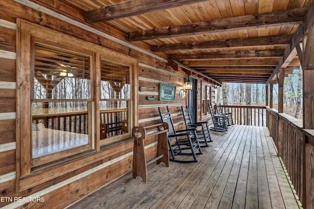 deck with a porch