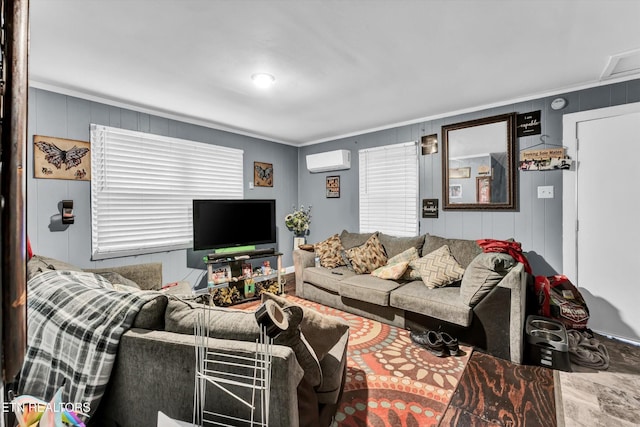 565567 W Outer Dr, Oak Ridge, TN 37830 - living area featuring a wall unit AC and ornamental molding