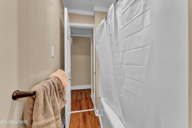 bathroom with wood finished floors