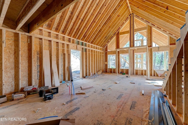 miscellaneous room featuring plenty of natural light and a high ceiling