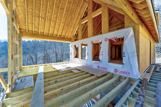view of unfinished attic