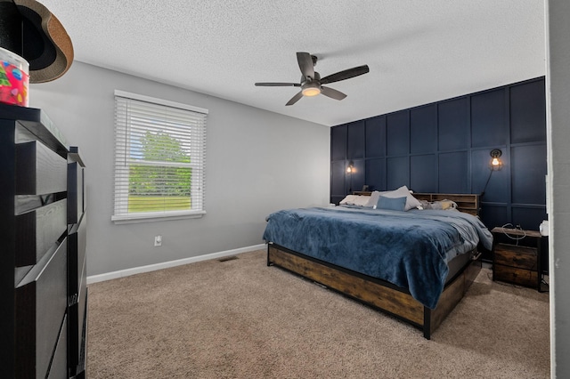 3295 Cimarron Trl, Murfreesboro, TN 37129 - carpeted bedroom featuring baseboards, ceiling fan, a textured ceiling, and visible vents
